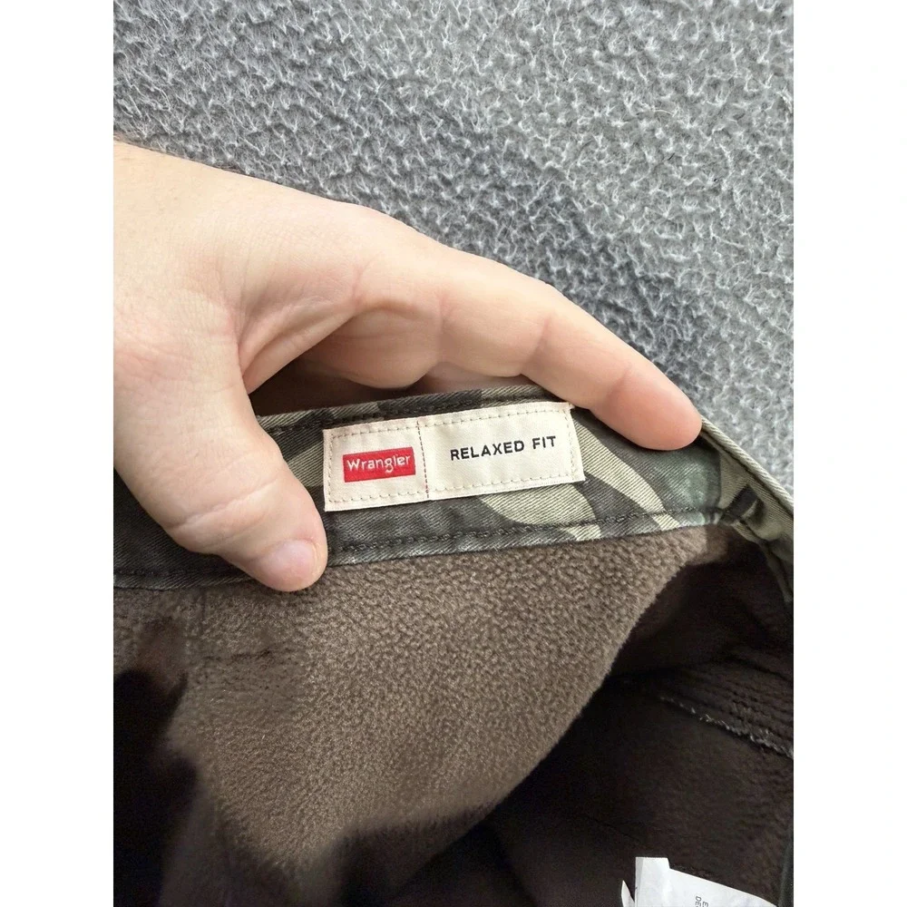 Wrangler Pants Mens 30x30 Camouflage Relaxed Fit Cargo‎ Fleece Lined Outdoors